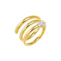 CZ Solitaire Triple Coil Ring