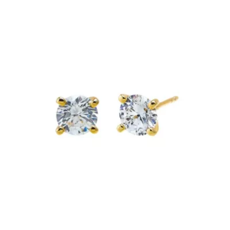 CZ Solitaire Four Prong Stud Earring