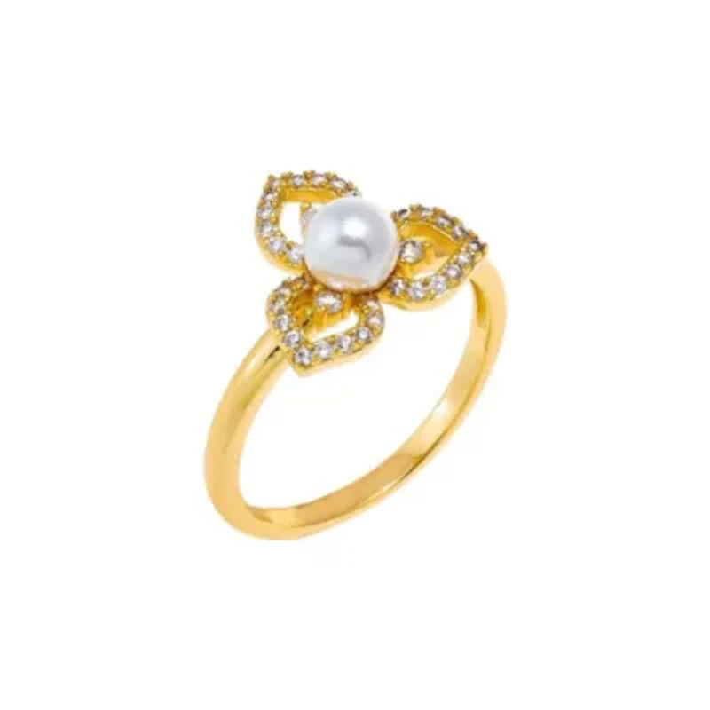 CZ & Pearl Fancy Ring