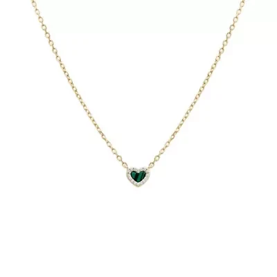 Mini Pave Colored Gemstone Pendant Necklace