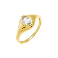 CZ Oval Signet Pinky Ring