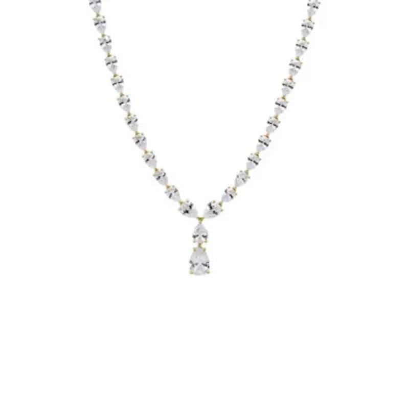 CZ Drop Pear Fancy Tennis Necklace
