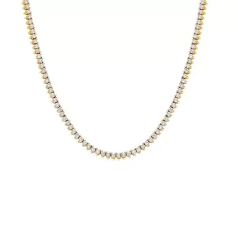 Thin Three Prong Tennis Necklace