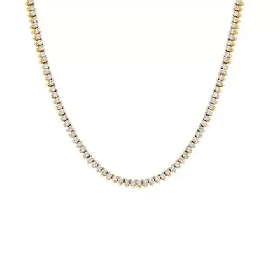 Thin Three Prong Tennis Necklace