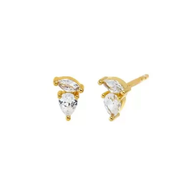 CZ Marquise X Pear Stud Earring