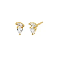 CZ Marquise X Pear Stud Earring