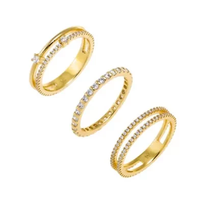 CZ Pave Stackable Band Rings Combo Set