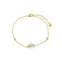 Double Teardrop W/ Bow Motif Charm Bracelet