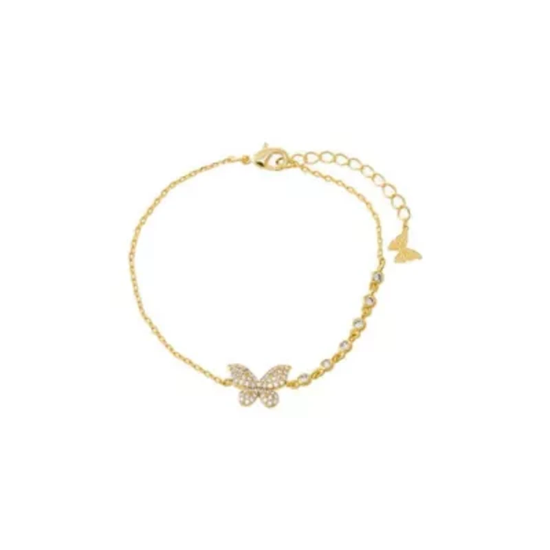 Pave Butterfly X CZ Embedded Chain Bracelet