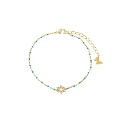 Colored Beaded Enamel Star Of David Bracelet