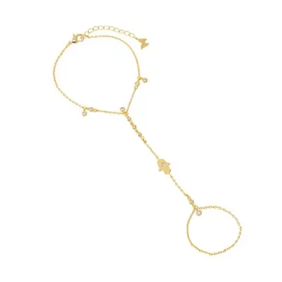 CZ Hamsa Bezel Hand Chain Bracelet