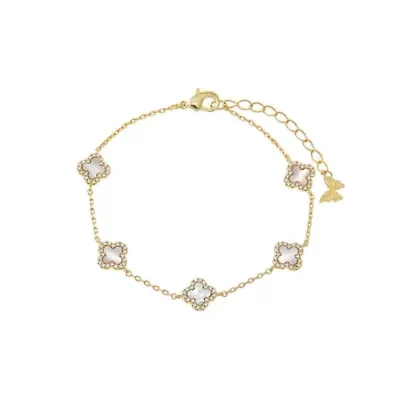 Mini Multi Pave Outlined Colored Clover Bracelet