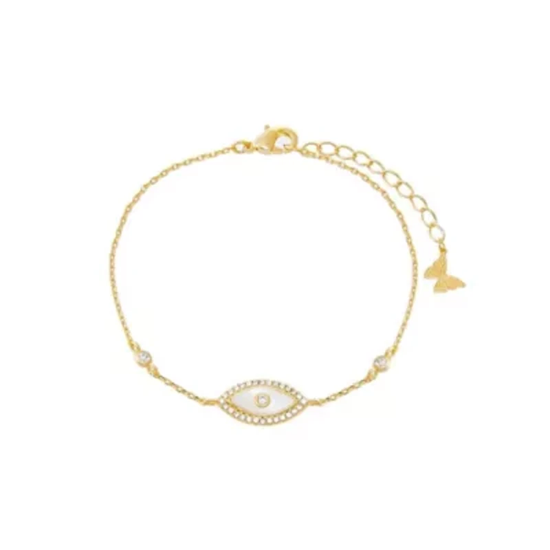 Pave X Mother Of Pearl Evil Eye Bracelet