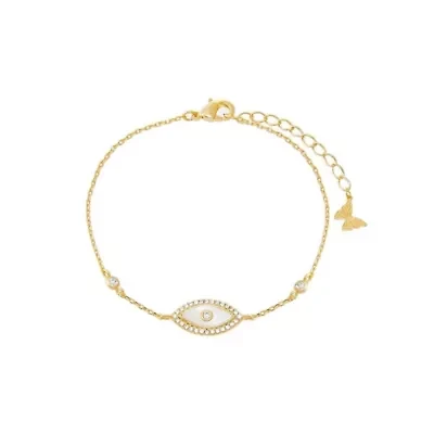 Pave X Mother Of Pearl Evil Eye Bracelet