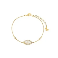 Pave X Mother Of Pearl Evil Eye Bracelet