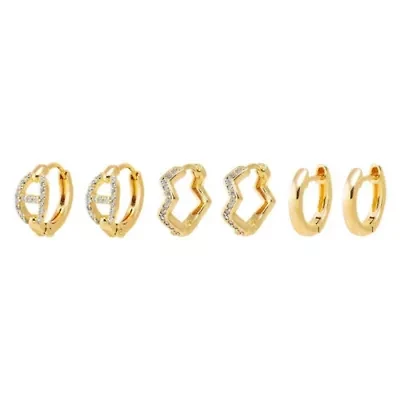 Pave Mariner & Squiggly Huggie Earring Combo Set