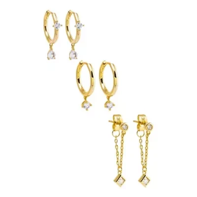 CZ Dangling Drop Earring Combo Set