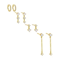 Graduated CZ Drop Earring Combo Set