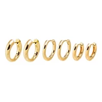 The Solid Rounded Ring Huggie Earring Combo Set