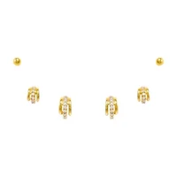 Solid/Pave Hoops & Studs Earring Combo Set