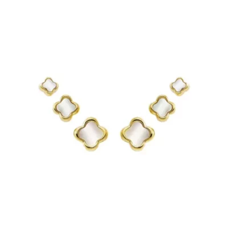 Solid Graduated Clover Stud Earring Combo Set