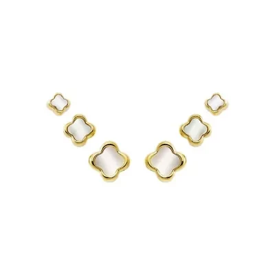 Solid Graduated Clover Stud Earring Combo Set