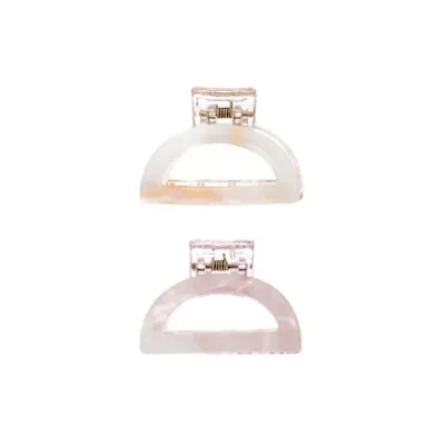 Colored Transparent Semi Circle Cutout Claw Clip Combo Set