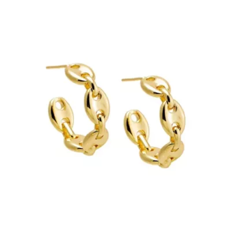 Solid Mariner Chain Open Hoop Earring