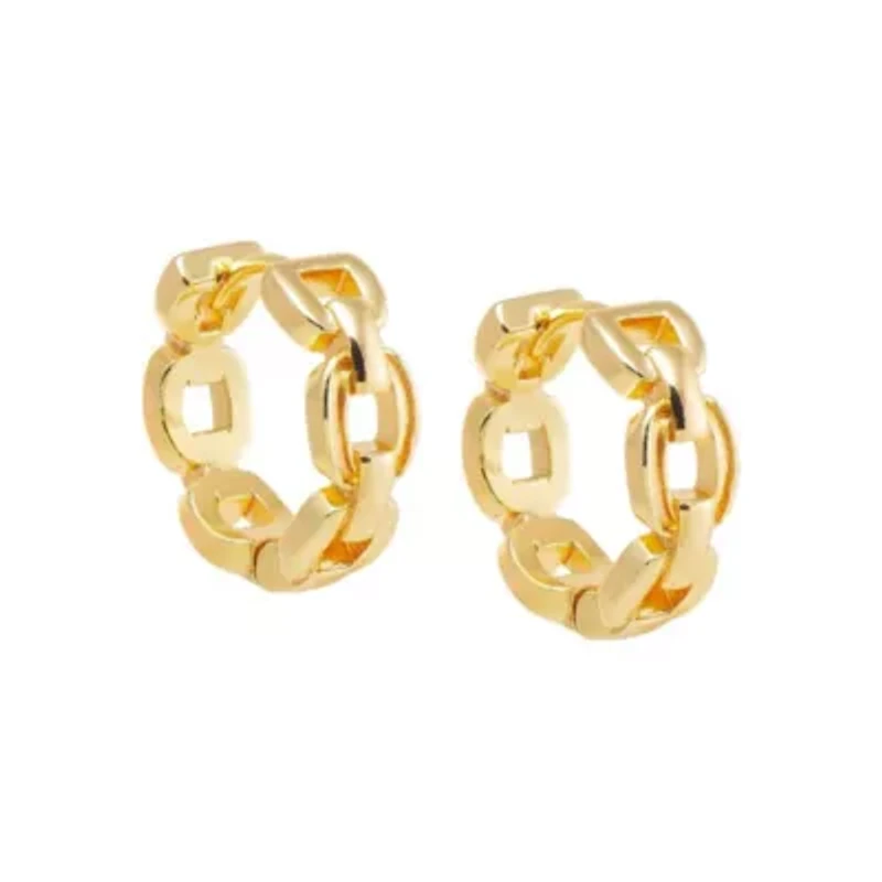 Solid Square Link Huggie Earring