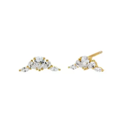 CZ Elongated Cluster Stud Earring
