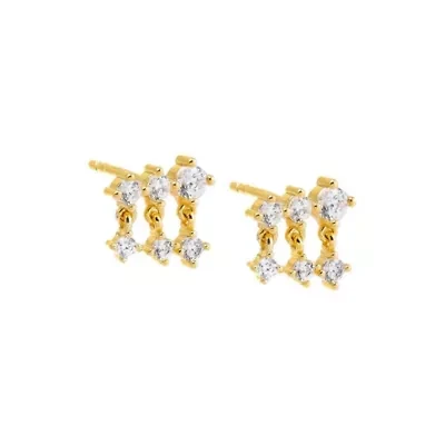 Triple CZ Shaker Stud Earring