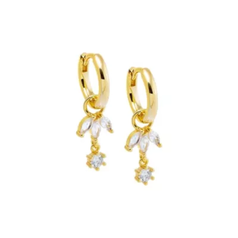 CZ Marquise Dangling Cluster Huggie Earring