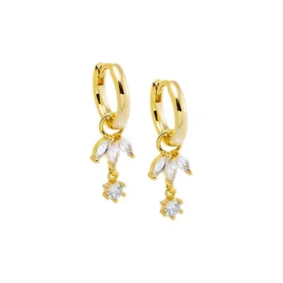 CZ Marquise Dangling Cluster Huggie Earring