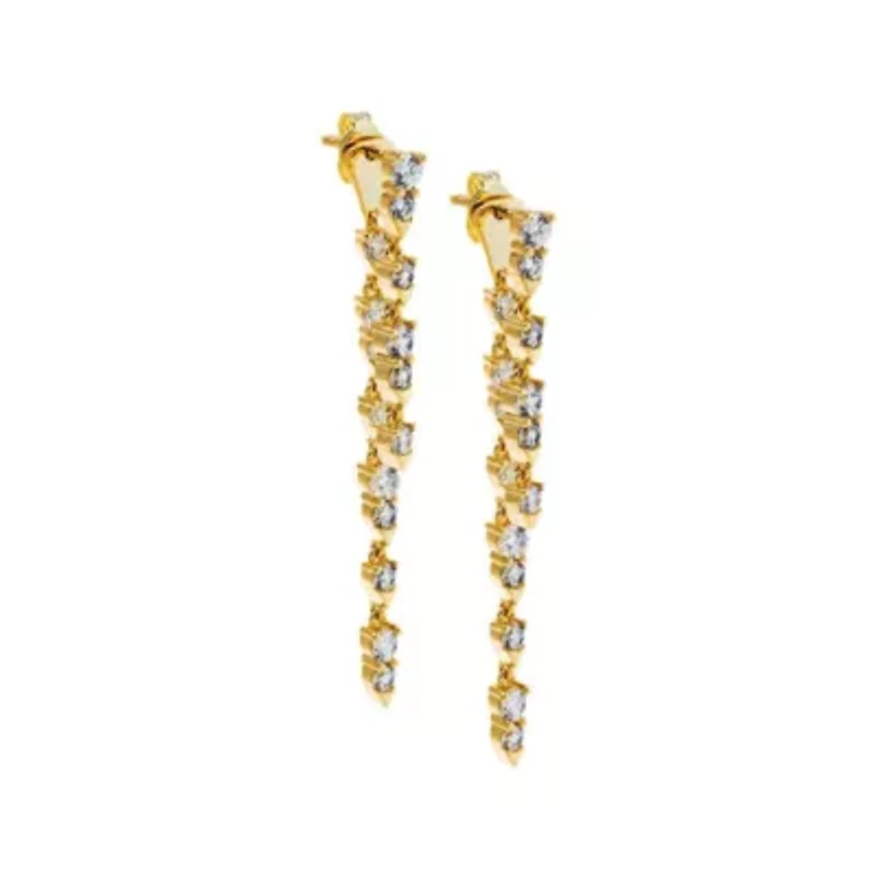 CZ Tennis Style Double Drop Stud Earring