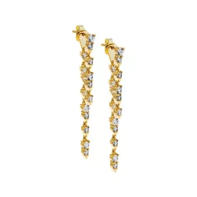 CZ Tennis Style Double Drop Stud Earring