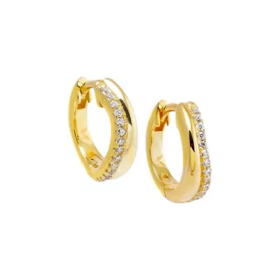 Solid/Pave Swirled Huggie Earring