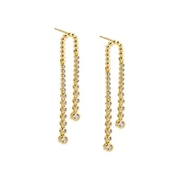 Fancy CZ Bezel Double Tennis Drop Stud Earring