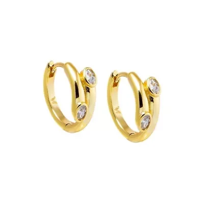 CZ Bezel Claw Huggie Earring