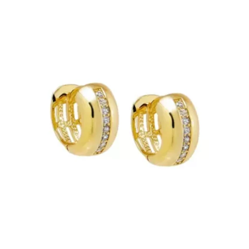 CZ Lined Wide Huggie Earring