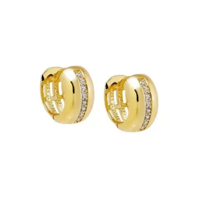 CZ Lined Wide Huggie Earring