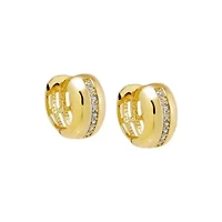 CZ Lined Wide Huggie Earring