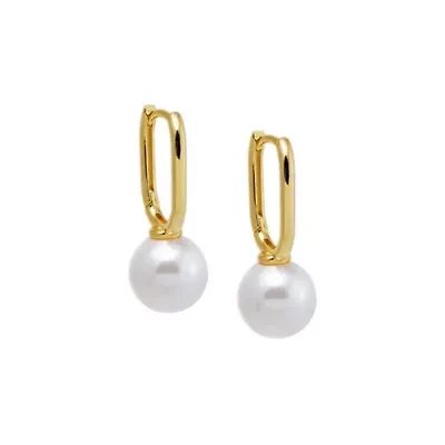 Solid Paperclip Pearl Huggie Earring