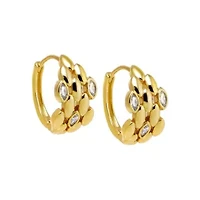 CZ Scattered Watch Link Huggie Earring