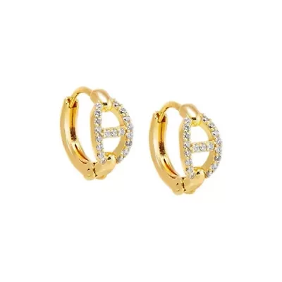 Pave Mariner Motif Huggie Earring