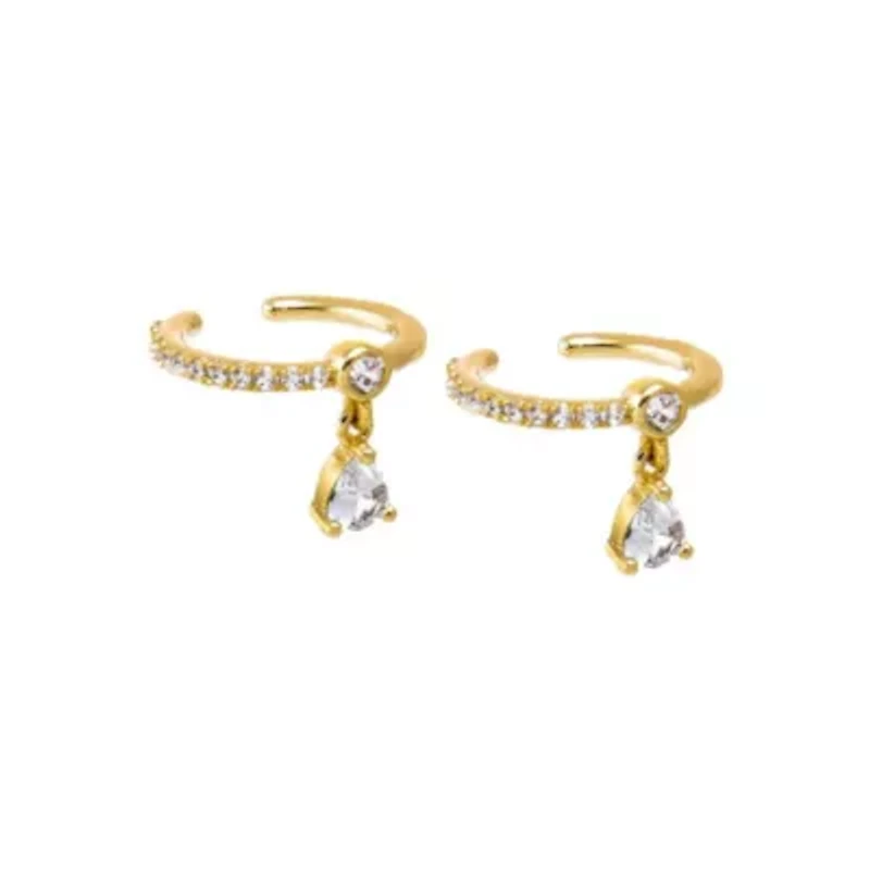 CZ Dangling Drop Ear Cuff Earring