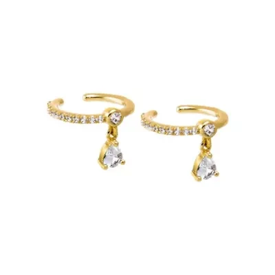 CZ Dangling Drop Ear Cuff Earring