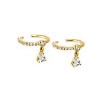 CZ Dangling Drop Ear Cuff Earring
