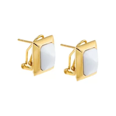 Colored Baguette Stone Stud Earring