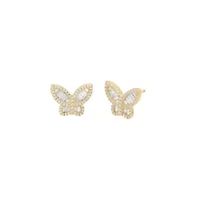 Small Pave X Baguette Butterfly Stud Earring