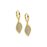 Pave Curved Marquise Drop Huggie Earring